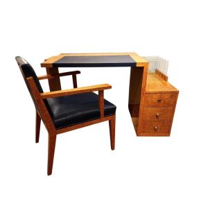 Art Deco Period Desk And Chair, Modernist Model, France, Circa 1920